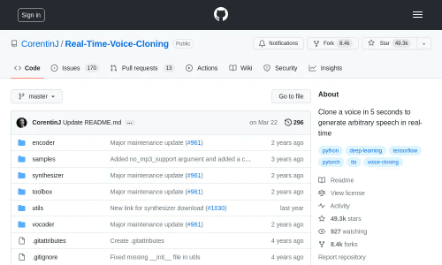 GitHub - CorentinJ/Real-Time-Voice-Cloning
