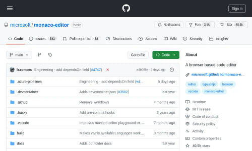 GitHub - microsoft/monaco-editor: A browser based code editor
