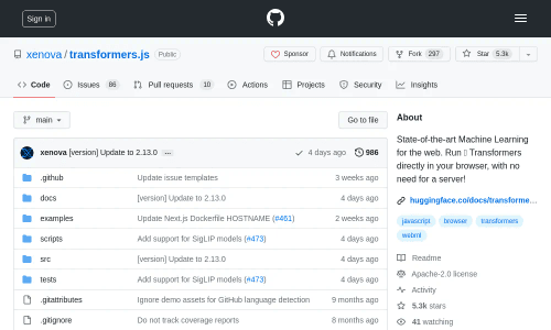 GitHub - xenova/transformers.js