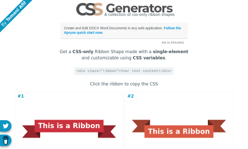 CSS Generators: Ribbon Shapes