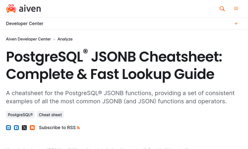 PostgreSQL® JSONB Cheatsheet